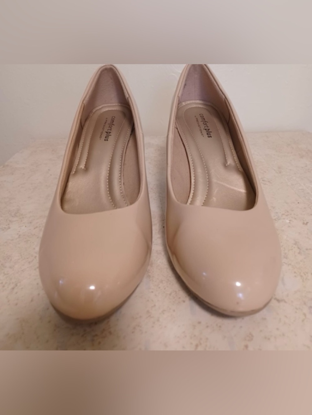 comfort plus by Predictions Nude Patent Round-Toe Slip-Ons